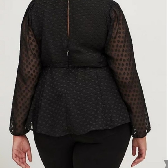 TORRID Peplum Chiffon Clip Heart Blouse size 3 3X NWT Black - Picture 3 of 7
